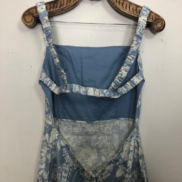 Reformation Dale Linen Dress Strap Open Back Midi Porcelain Floral Print 12 NWT - Picture 6 of 9
